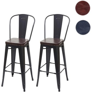 Mendler 2er-Set Barhocker HWC-H10c, Barstuhl Küchenhocker, Metall Kunstleder Chesterfield Industriedesign Ga 72445