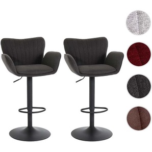 Mendler 2er-Set Barhocker HWC-M67, Barstuhl, mit Armlehne Fußablage drehbar Stoff/Textil Eisen MVG ~ Variant 2x105100