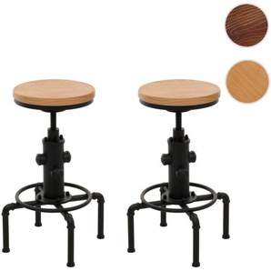 Mendler 2er-Set Barhocker HWC-N23, Barstuhl Tresenhocker höhenverstellbar drehbar Fußablage Industrial Eisen 105971