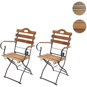Mendler 2er-Set Biergartenstuhl HWC-J40, Klappstuhl Gartenstuhl, Gastronomie-Qualität Akazie MVG-zertifizier 77439