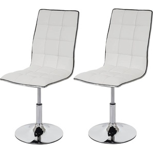 Mendler 2er-Set Esszimmerstuhl HWC-C41, Stuhl Küchenstuhl, höhenverstellbar drehbar, Kunstleder - weiß 36836