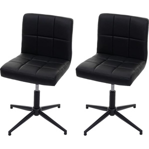 Mendler 2er-Set Esszimmerstuhl Kavala II, Küchenstuhl, höhenverstellbar Drehmechanismus Kunstleder schwarz, Fuß schwarz 73455