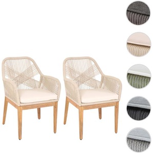 Mendler 2er-Set Gartenstuhl HWC-H56b, Sessel Outdoor Stuhl, wetterfest Seilgeflecht Holz Akazie ~ Variantena 2x106679