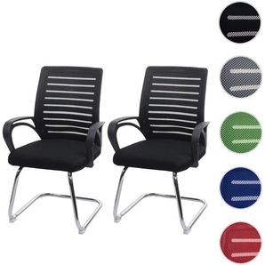 Mendler 2er-Set Konferenzstuhl HWC-K51, Besucherstuhl Freischwinger, 150kg belastbar Stoff/Textil ~ Variante 94531