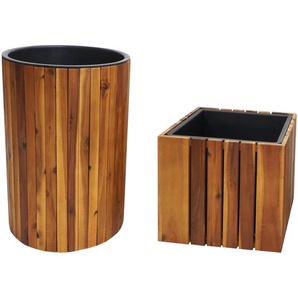 Mendler 2er-Set Pflanzkasten HWC-L24, Pflanztopf Pflanzkübel Blumentopf Blumenkasten, rund eckig Outdoor Aka 98583+98584