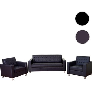 Mendler 3-1-1 Sofagarnitur Kunda, Couch Loungesofa Kunstleder, Metall-Füße ~ Variantenangebot 55140