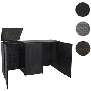Mendler 3er-Mülltonnenverkleidung HWC-E25, Mülltonnenbox Mülltonnenabdeckung, Poly-Rattan 3x120l ~ Varianten 65260+65261