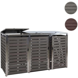 Mendler 3er Mülltonnenverkleidung HWC-K14, Mülltonnenbox, 120x200x85cm WPC Edelstahl 104kg ~ Variantenangebo 87690+87691+87692