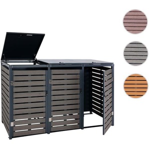 Mendler 3er Mülltonnenverkleidung HWC-K14, Mülltonnenbox Mülltonnenabdeckung, 119x205x84cm WPC Metall 109kg 87661+87660+87662