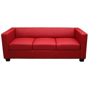 Mendler 3er Sofa Couch Loungesofa Lille, Leder/Kunstleder rot 17647+17648+14251