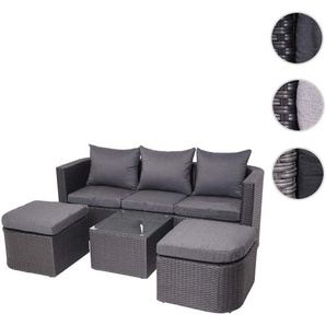 Mendler 3in1-Garnitur HWC-J37, Garten-/Lounge-Set Sonneninsel, Spun Poly Poly-Rattan MVG ~ Variantenangebot 77282