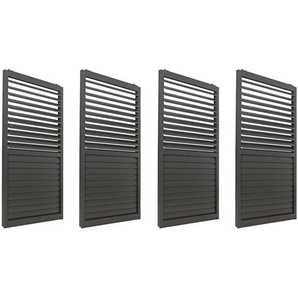 Mendler 4er-Set Aluminium Schiebetür für Pergola HWC-L46, Terrassenüberdachung, Lamellenpaneel Modul, 206x36 110504+110505+110506+110507+110508