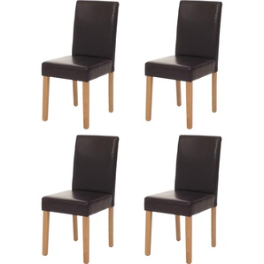 Mendler 4er-Set Esszimmerstuhl Stuhl Küchenstuhl Littau - Kunstleder, braun helle Beine 28646