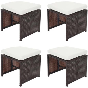 Mendler 4er-Set Poly-Rattan Hocker Kreta, Gartenhocker Sitzhocker ~ Variantenangebot 43272