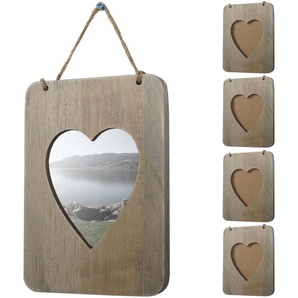 Mendler 5er-Set Bilderrahmen Wels, Fotorahmen Holzrahmen Wand-Rahmen Set, Shabby-Look Landhaus, Herz ~ Varia 5x46559