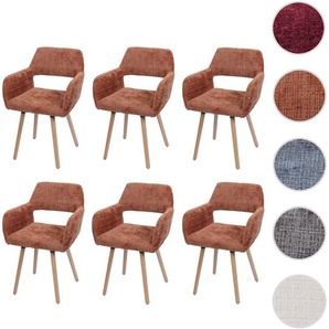 Mendler 6er-Set Esszimmerstuhl HWC-A50 II, Küchenstuhl Polsterstuhl, Holz Stoff/Textil Chenille (465g/m˛) MV 6x108867