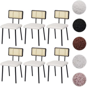 Mendler 6er-Set Esszimmerstuhl HWC-K88, Lehnstuhl Stuhl, Holz Poly-Rattan Metall Bouclé ~ Variantenangebot 3x97707