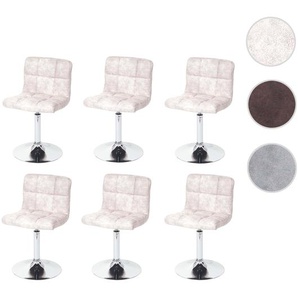 Mendler 6er-Set Esszimmerstuhl Kavala, Drehstuhl Stuhl, Wildlederimitat Chrom ~ Variantenangebot 3x59770