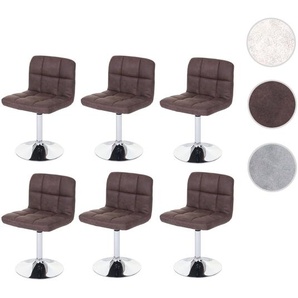 Mendler 6er-Set Esszimmerstuhl Kavala, Drehstuhl Stuhl, Wildlederimitat Chrom ~ Variantenangebot 3x59771