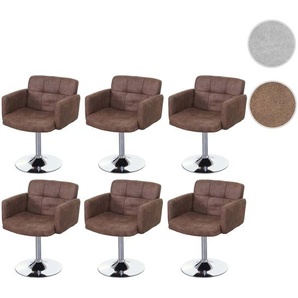 Mendler 6er-Set Esszimmerstuhl Orlando, Drehstuhl Stuhl, Wildlederimitat Chrom MVG-zertifiziert ~ Variantena 6x59775