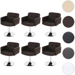 Mendler 6er-Set Esszimmerstuhl Orlando, Küchenstuhl Drehstuhl Stuhl, Kunstleder Chrom MVG-zertifiziert ~ Var 6x26646