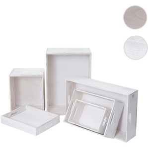 Mendler 6er Set Holzbox HWC-C20, Dekokiste Aufbewahrung Holzkiste, Shabby-Look Vintage ~ Variantenangebot 61122