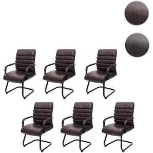 Mendler 6er-Set Konferenzstuhl HWC-H31, Esszimmerstuhl Freischwinger Küchenstuhl, Vintage Wildleder-Optik Me 6x72842