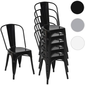 Mendler 6er-Set Stuhl HWC-A73, Bistrostuhl Stapelstuhl, Metall Industriedesign stapelbar ~ Variantenangebot 70791+70808