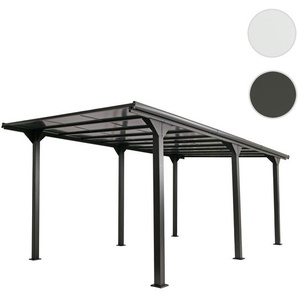 Mendler Alu-Carport HWC-O23, Autoüberdachung Garage Unterstand, 10cm-Gestell Polycarbonat-Dach Regenrinne, 3 111125+111126+0