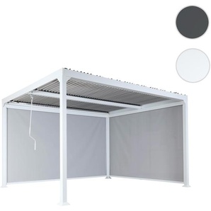 Mendler Alu Pergola HWC-L41 mit 2x Seitenwand, Lamellen-Pavillon, stabiles 8cm-Metall-Gestell 3x3,7m ~ Varia 98785+98786+98971+98788+98790