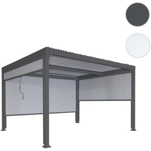 Mendler Alu Pergola HWC-L41 mit 3x Seitenwand, Lamellen-Pavillon, stabiles 8cm-Metall-Gestell 3x3,7m ~ Varia 98783+98784+98970+2x98787+98789