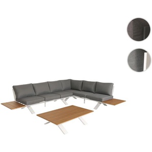 Mendler Aluminium Garten-Garnitur HWC-M62, Sitzgruppe Garten-/Lounge-Set Sofa, Holzoptik ~ Variantenangebot 104801+104802