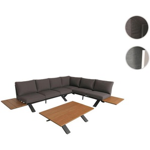 Mendler Aluminium Garten-Garnitur HWC-M62, Sitzgruppe Garten-/Lounge-Set Sofa, Holzoptik ~ Variantenangebot 104803+104804