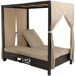 Mendler Aluminium Lounge-Gartenliege HWC-O18, XL Sonnenliege Bali-Liege Daybed, 10cm-Polster 193x126x204cm s 110922