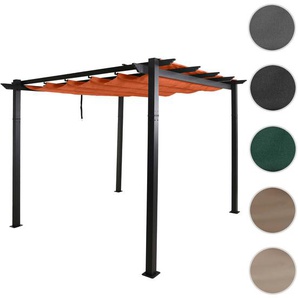 Mendler Aluminium Pergola HWC-N93, Gartenpavillon Pavillon Garten, stabiles 8cm-Gestell Schiebedach UV50+ 3x 110022+110023+110027