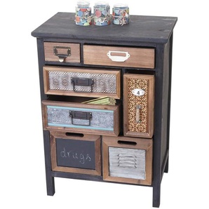 Mendler Apotheker-Schrank HWC-A43, Kommode, Tanne Holz massiv Vintage Patchwork 78x55x35cm ~ Variantenangebo 57068