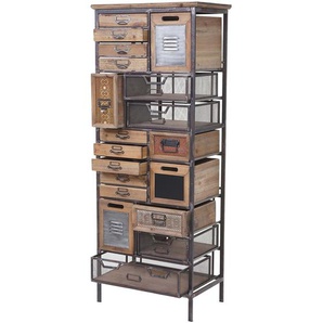 Mendler Apotheker-Schrank HWC-A43, Kommode, Tanne Holz massiv Vintage Shabby-Look 143x56x33cm ~ Variantenang 57067