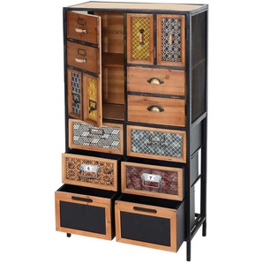 Mendler Apothekerkommode HWC-L38, Schubladenschrank Kommode Regal Schubladen, Metall Tanne Holz, Vintage Sha 98481
