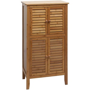 Mendler Badezimmerschrank HWC-B18, Regal Kommode, 4 Türen Bambus 100x50x30cm ~ Variantenangebot 86669