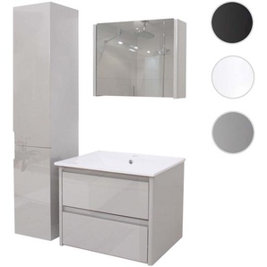 Mendler Badezimmerset HWC-B19, Waschtisch Spiegelschrank Hängeschrank, hochglanz ~ Variantenangebot 57623+57614+57625+57626