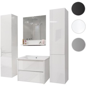 Mendler Badezimmerset HWC-B19, Waschtisch Wandspiegel 2x Hängeschrank, hochglanz ~ Variantenangebot 57615+57614+57616+2x57618