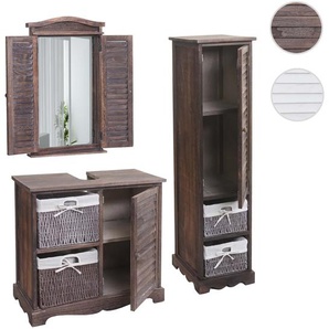 Mendler Badezimmerset HWC-H20, Badmöbel-Set Hochschrank Waschbeckenunterschrank Wandspiegel ~ Variantenangeb 72672+72674+72680