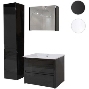 Mendler Badezimmerset XL HWC-B19, Waschtisch Spiegelschrank Hängeschrank, hochglanz ~ Variantenangebot 57631+57627+57633+57622