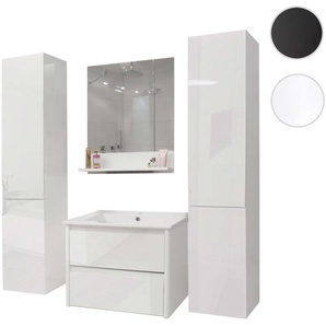 Mendler Badezimmerset XL HWC-B19, Waschtisch Wandspiegel 2x Hängeschrank, hochglanz ~ Variantenangebot 57628+57627+57629+2x57618