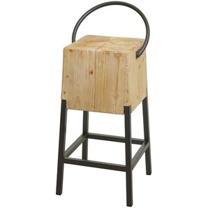 Mendler Barhocker HWC-L76, Barstuhl Tresenhocker, Industrial Metall Massiv-Holz MVG-zertifiziert, natur ~ Va 117602