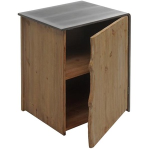 Mendler Beistelltisch HWC-L76, Kommode Nachttisch Schrank, Industrial Massiv-Holz MVG 60x50x40cm, natur mit 117598