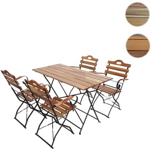 Mendler Biergarten-Set HWC-J40, Bistroset Klapptisch Klappstuhl, Gastronomie-Qualität Akazie MVG-zertifizier 77438+2x77439