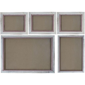 Mendler Bilderrahmen Set, Fotorahmen Wand-Rahmen, 3x 19x24cm 1x 26x36cm 1x 36x51cm Shabby Landhaus ~ Variant 3x36370+36376+36373