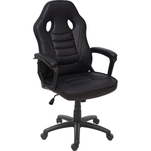 Mendler Bürostuhl HWC-F59, Schreibtischstuhl Drehstuhl Racing-Chair Gaming-Chair, Kunstleder schwarz 73697