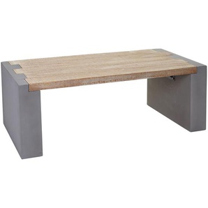 Mendler Couchtisch HWC-A15, Wohnzimmertisch, Beton-Optik Tanne Holz rustikal massiv MVG-zertifiziert 46x122x 56905